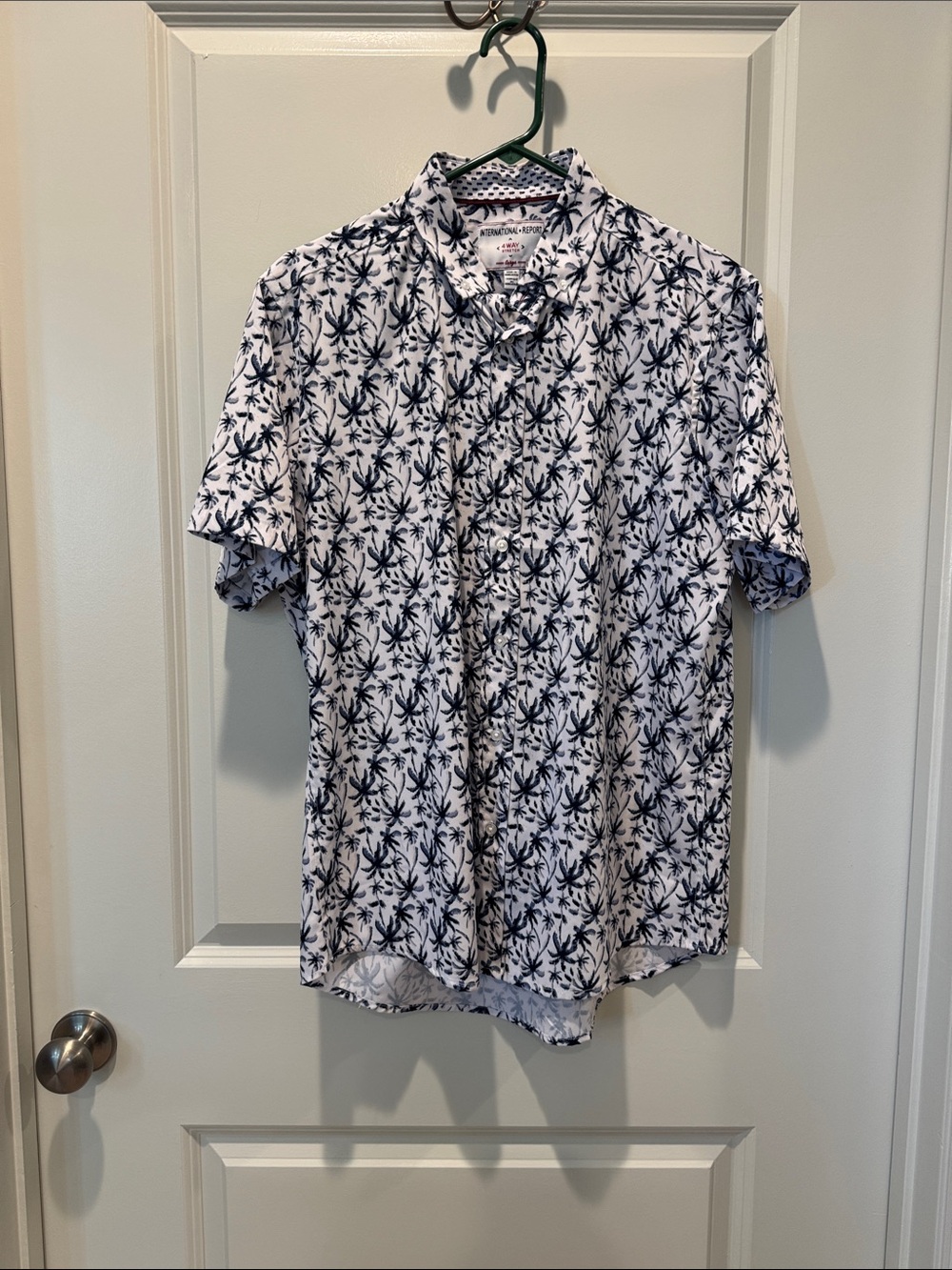 Antonio Melani Men's White Short-Sleeve Palm-Print Button Down Shirt